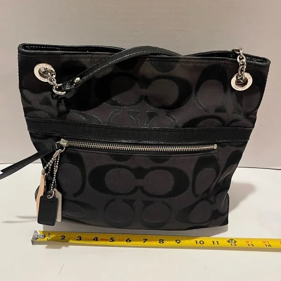 Coach Poppy Signature Logo Canvas Shoulder Bag - Picture 10 of 16